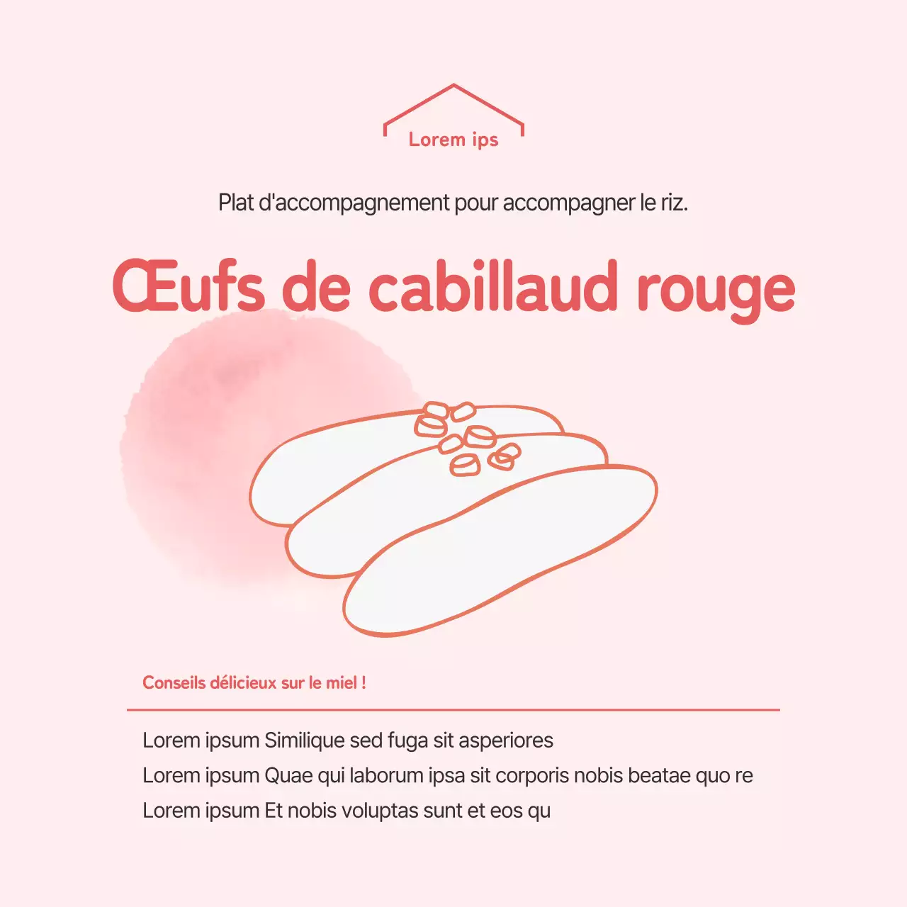 Illustration rouge, charcuterie simple, autocollant carré