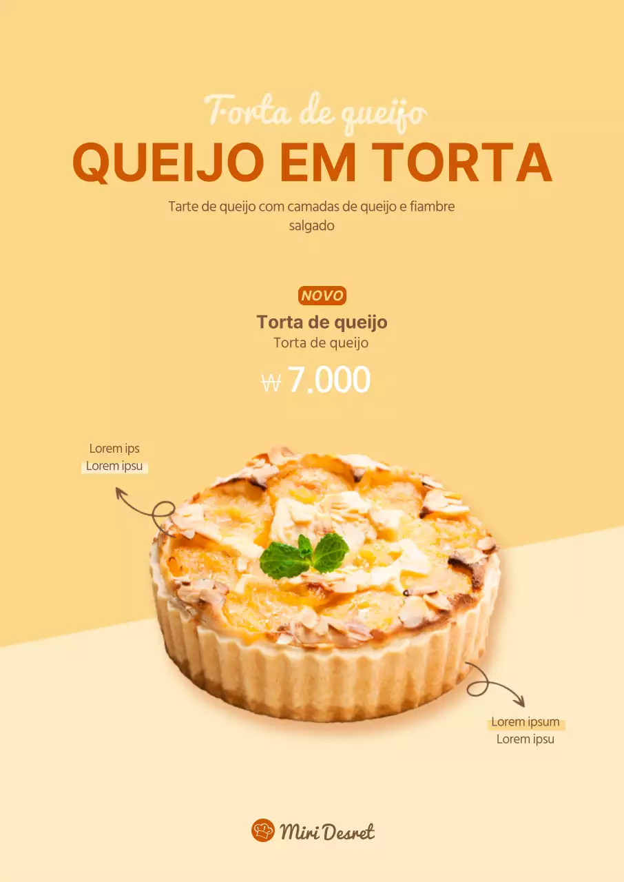 Cartaz da tarte de queijo amarelo