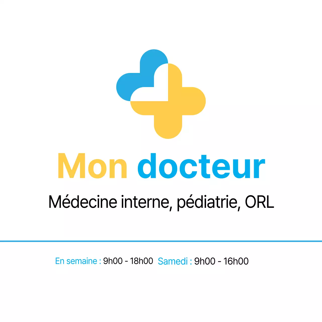 Une clinique de médecine interne bleue et jaune aux lignes épurées