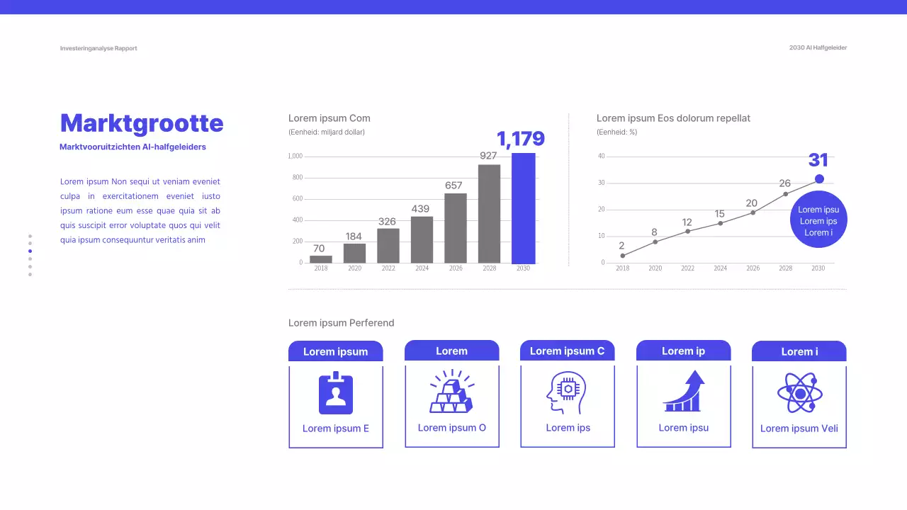 Een strak, blauw thema voor investeringsanalyses