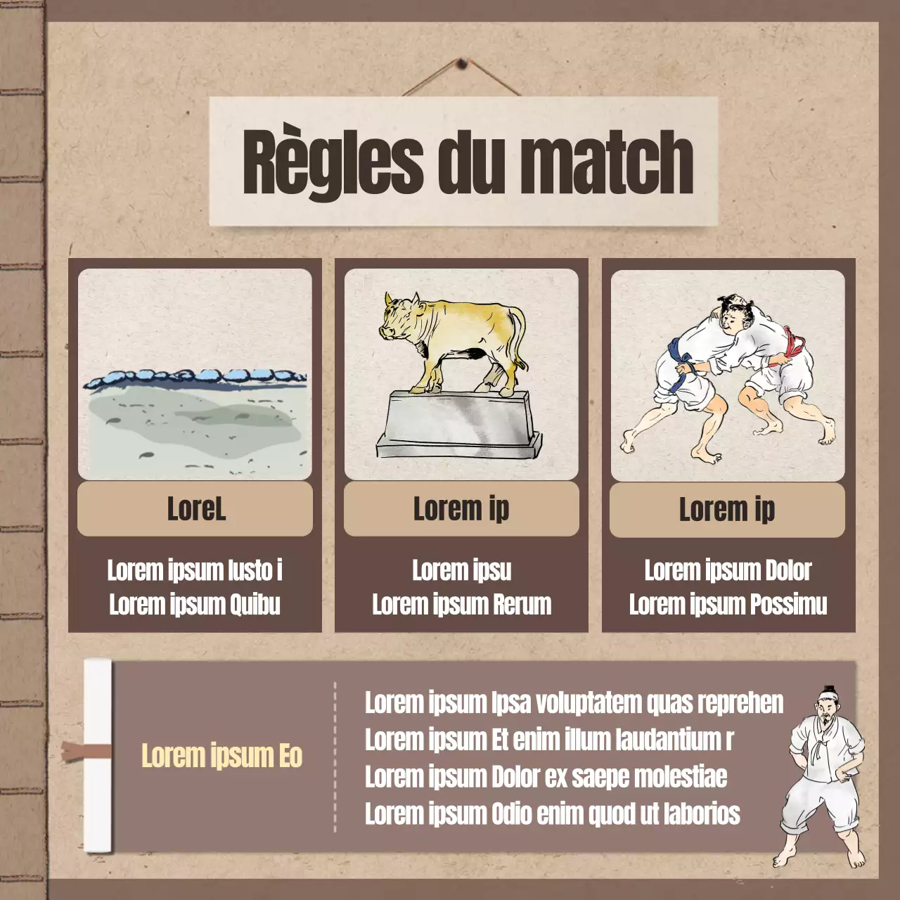 Design classique avec un fond de livre brun et traditionnel Design classique avec un fond de livre brun et traditionnel Coutumes du Nouvel An chinois Wrestling Card News
