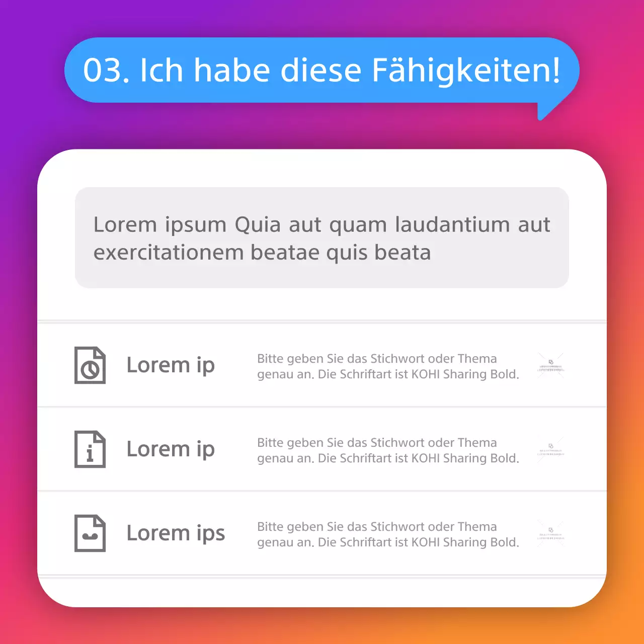 Instagram unbelebten Konzept Bio in lila und orange Farbverlauf