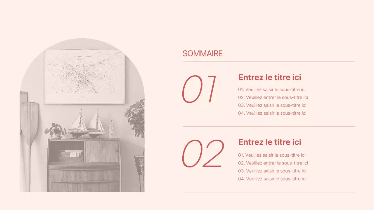 Présentation de différentes mises en page dans des tons rouges apaisants