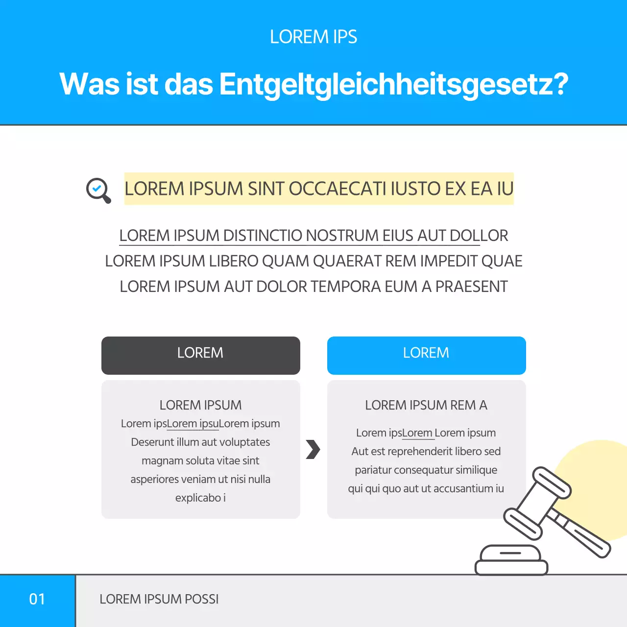Einfache Illustration in Blau und Zitrone Beschäftigungsthemen Gesetz zur Änderung des Gleichstellungsgesetzes CardNews