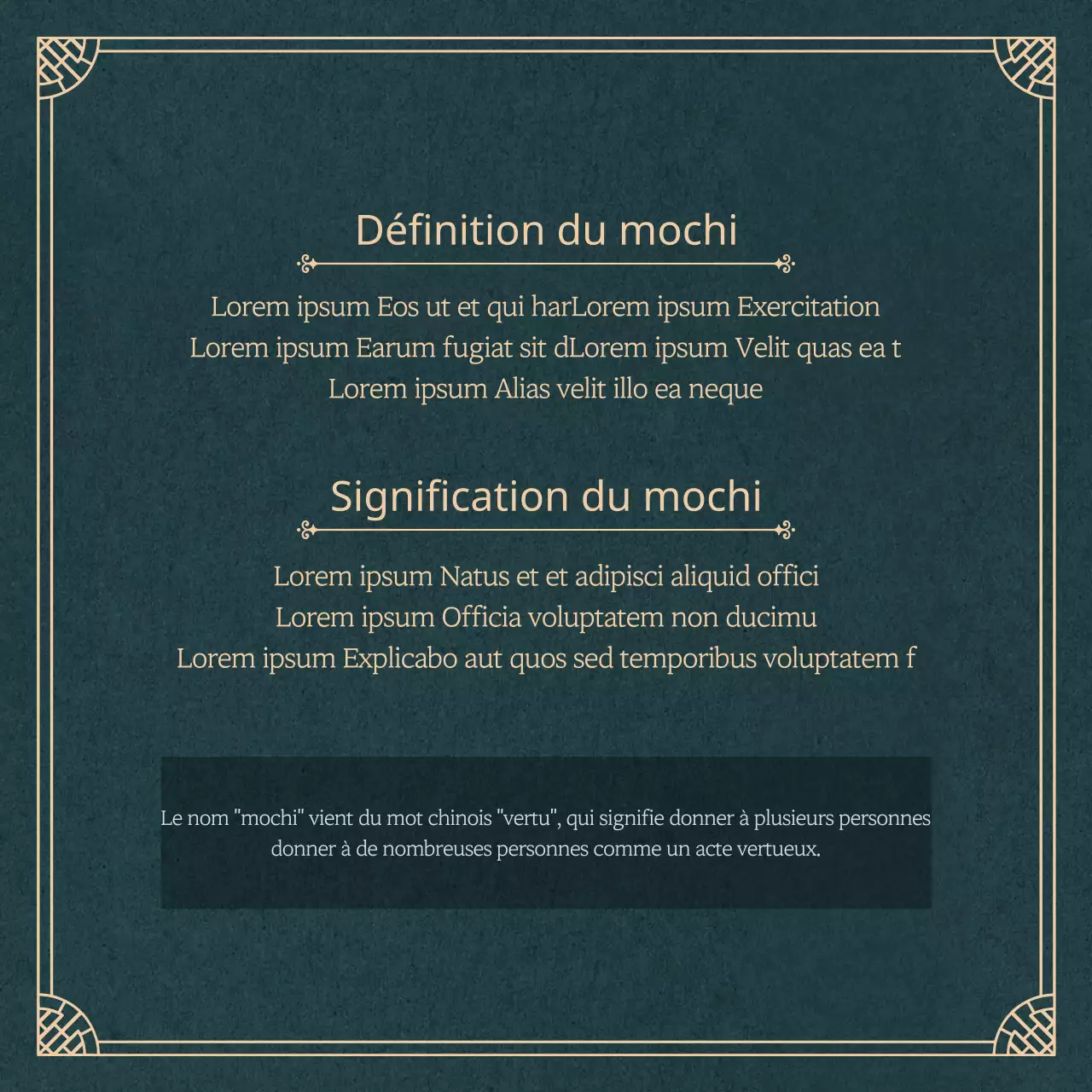 Gâteau de riz vert foncé signification cardNews design