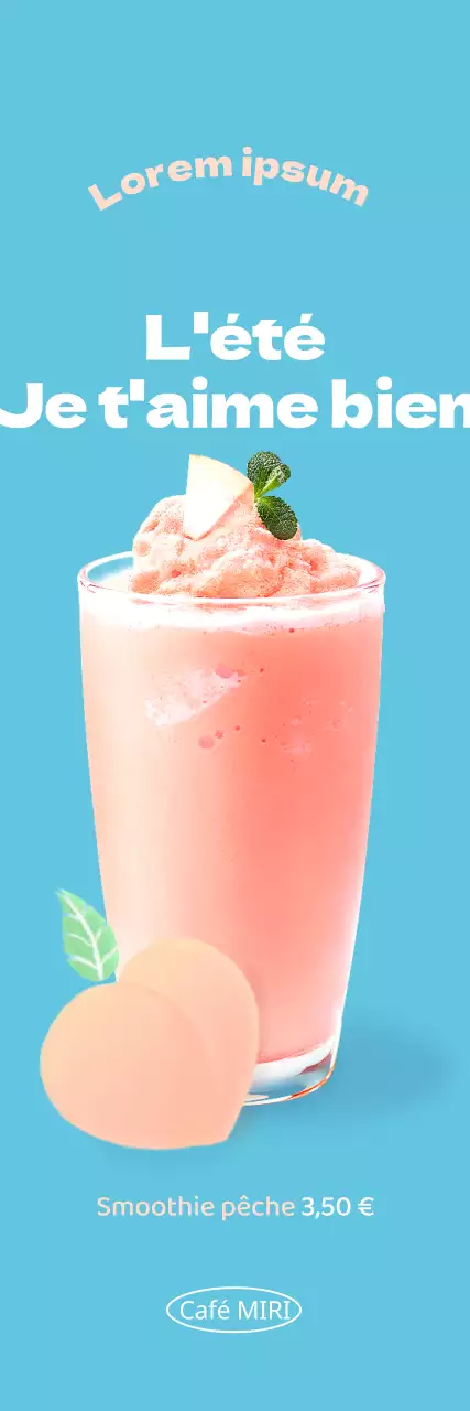 Présentation d'un menu d'été propre à un café sur fond bleu clair