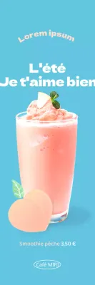 Présentation d'un menu d'été propre à un café sur fond bleu clair