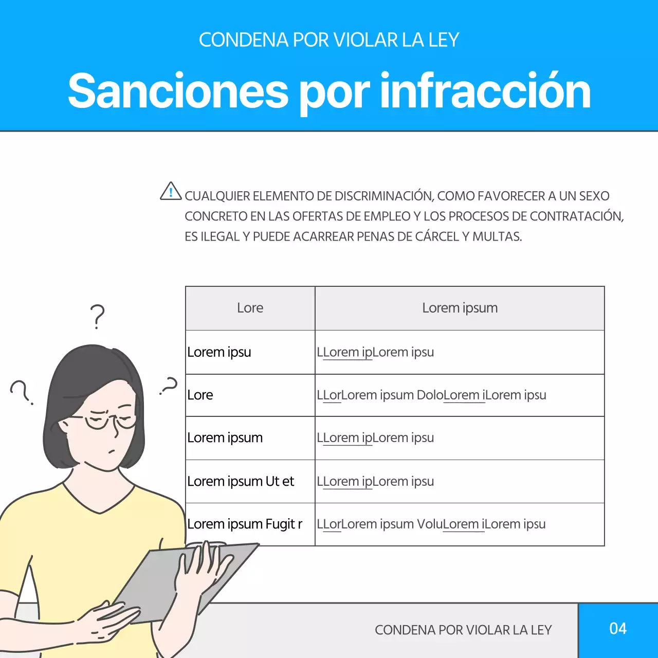 Ilustración sencilla en azul y limón Cuestiones de empleo Enmienda a la Ley de Igualdad de Género TarjetaNoticias
