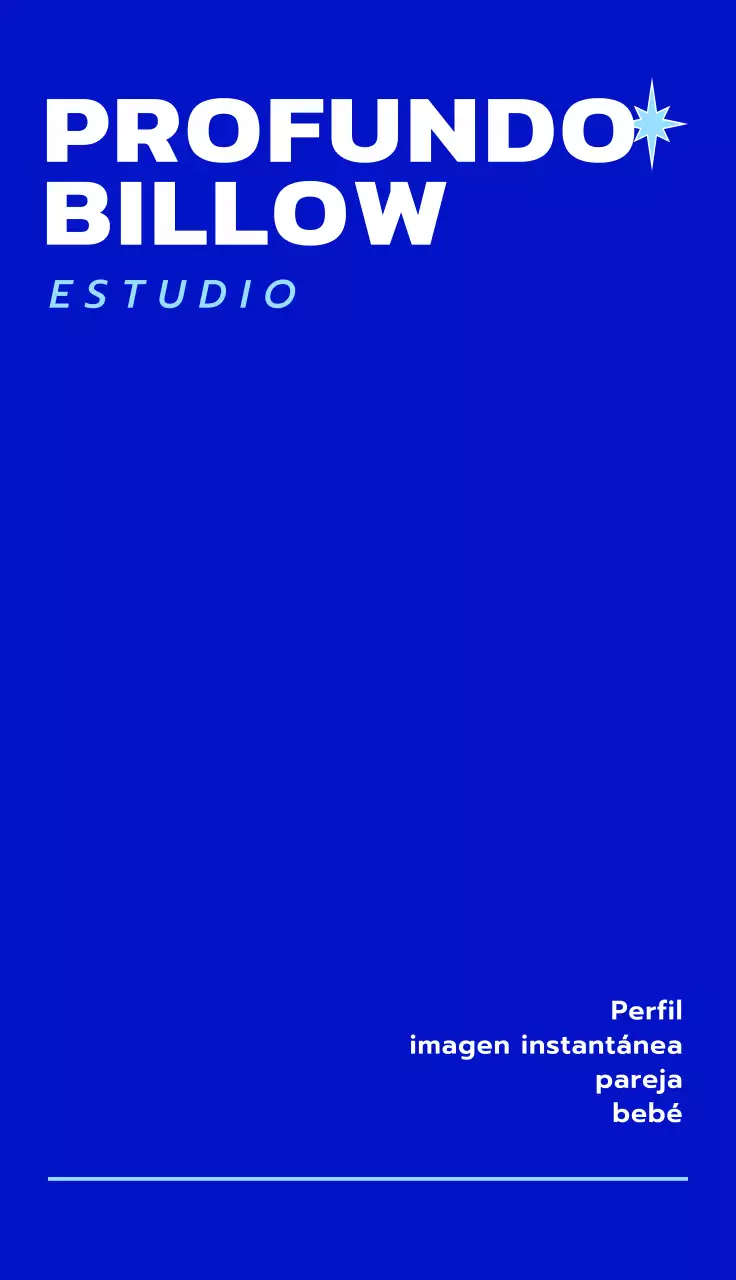 Diseño sencillo y directo de estudio fotográfico con ilustraciones brillantes en blanco y azul claro