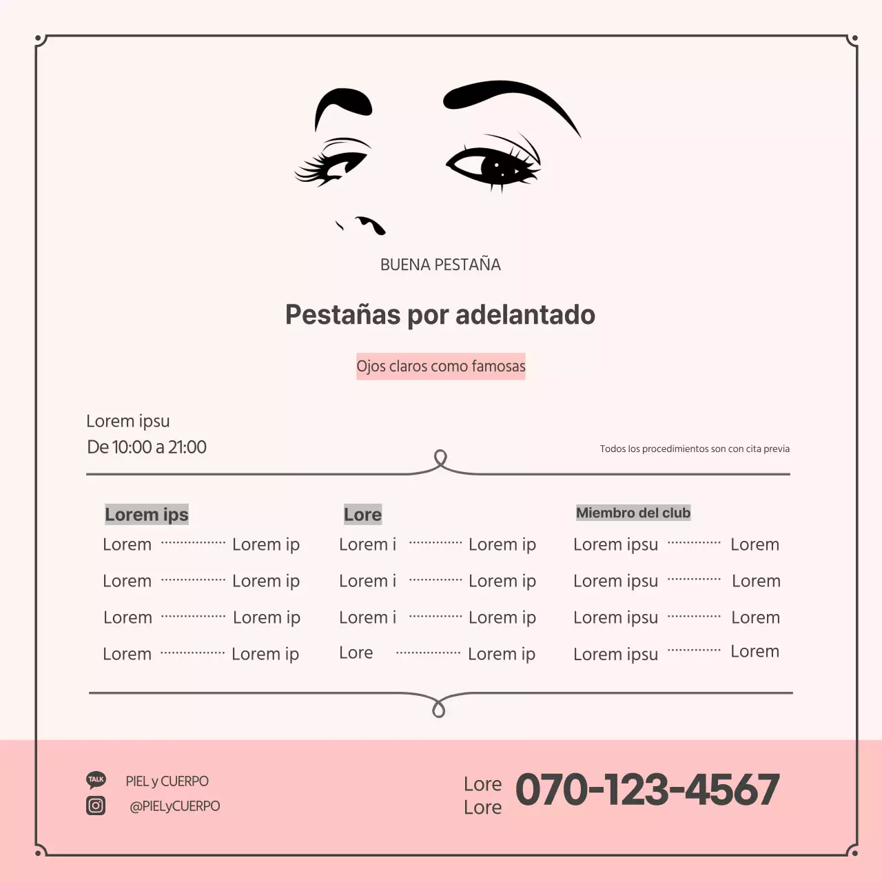 rosa ilustración simple pestaña tratamiento banner cuadrado