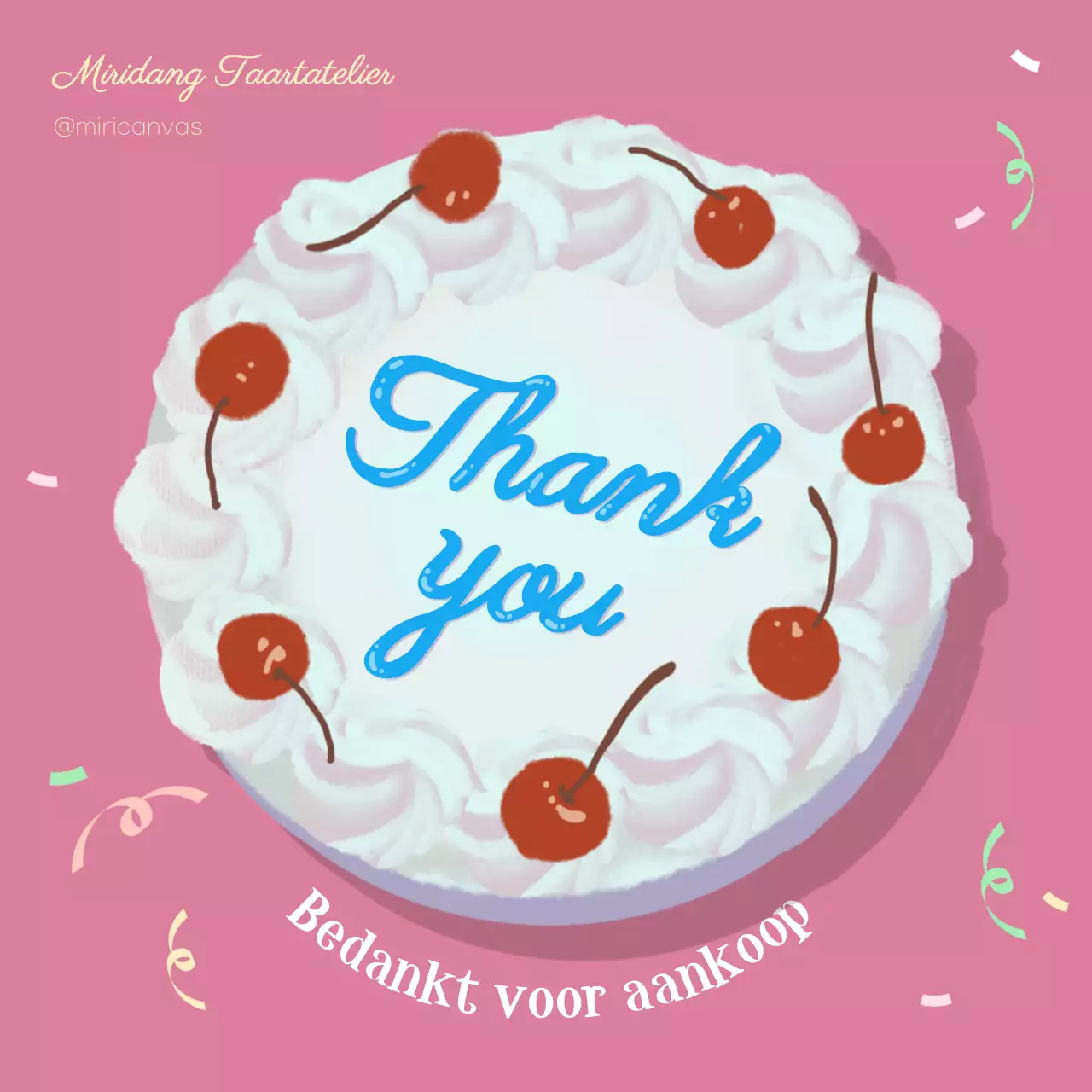 Illustratie taart met roze letters