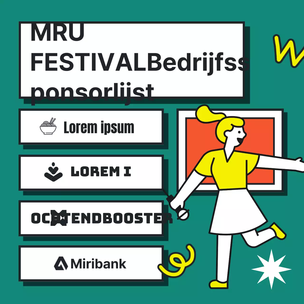 Kleurrijke illustratie in pop-artstijl om een universiteitsfestival te promoten