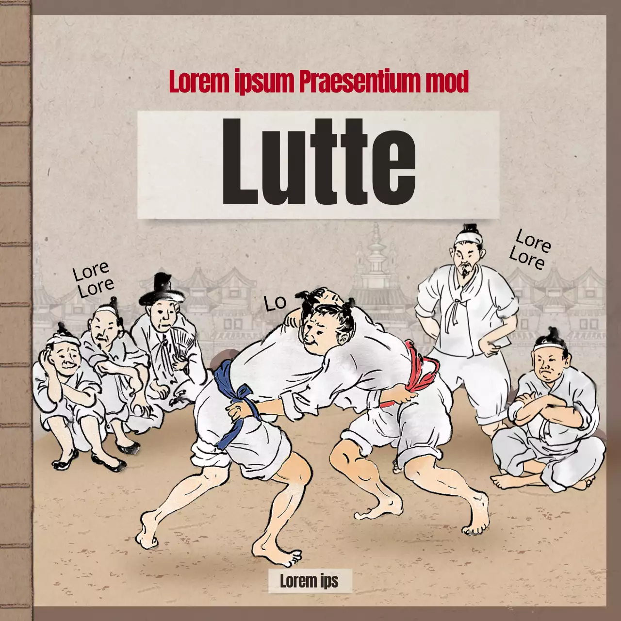 Design classique avec un fond de livre brun et traditionnel Design classique avec un fond de livre brun et traditionnel Coutumes du Nouvel An chinois Wrestling Card News