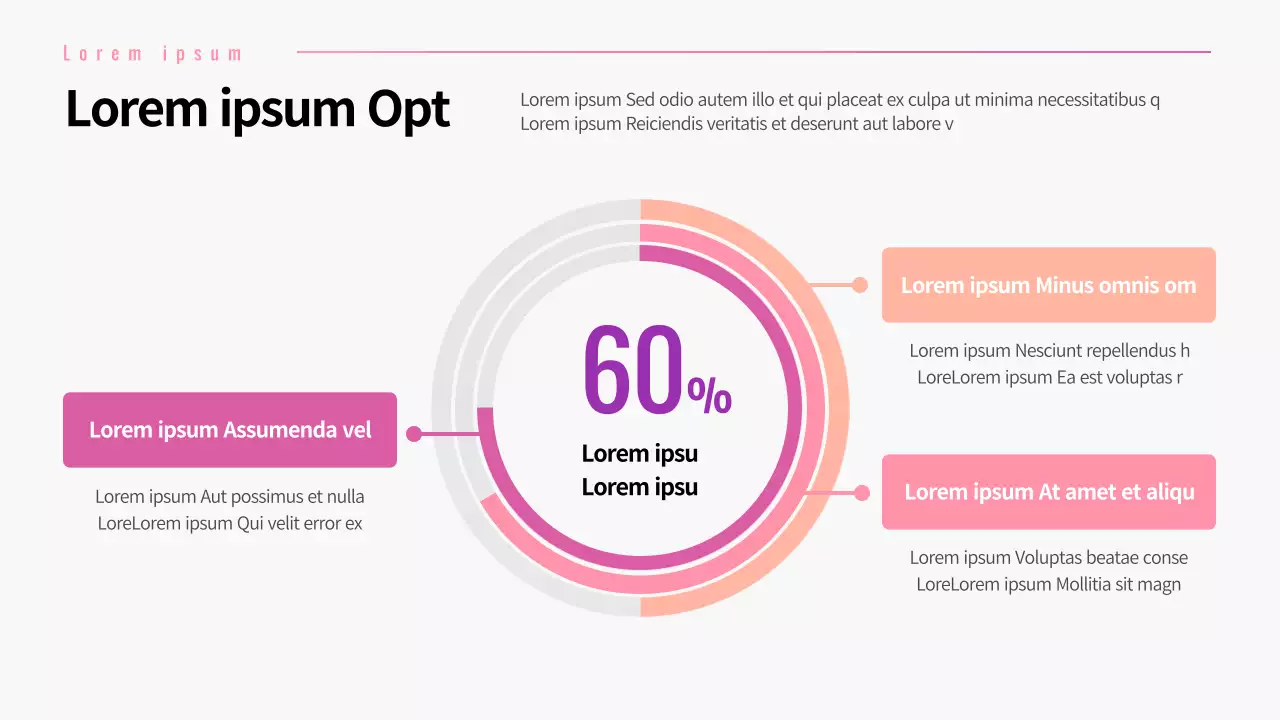 Aufgegliedertes Kreisdiagramm mit rosa Farbverlauf