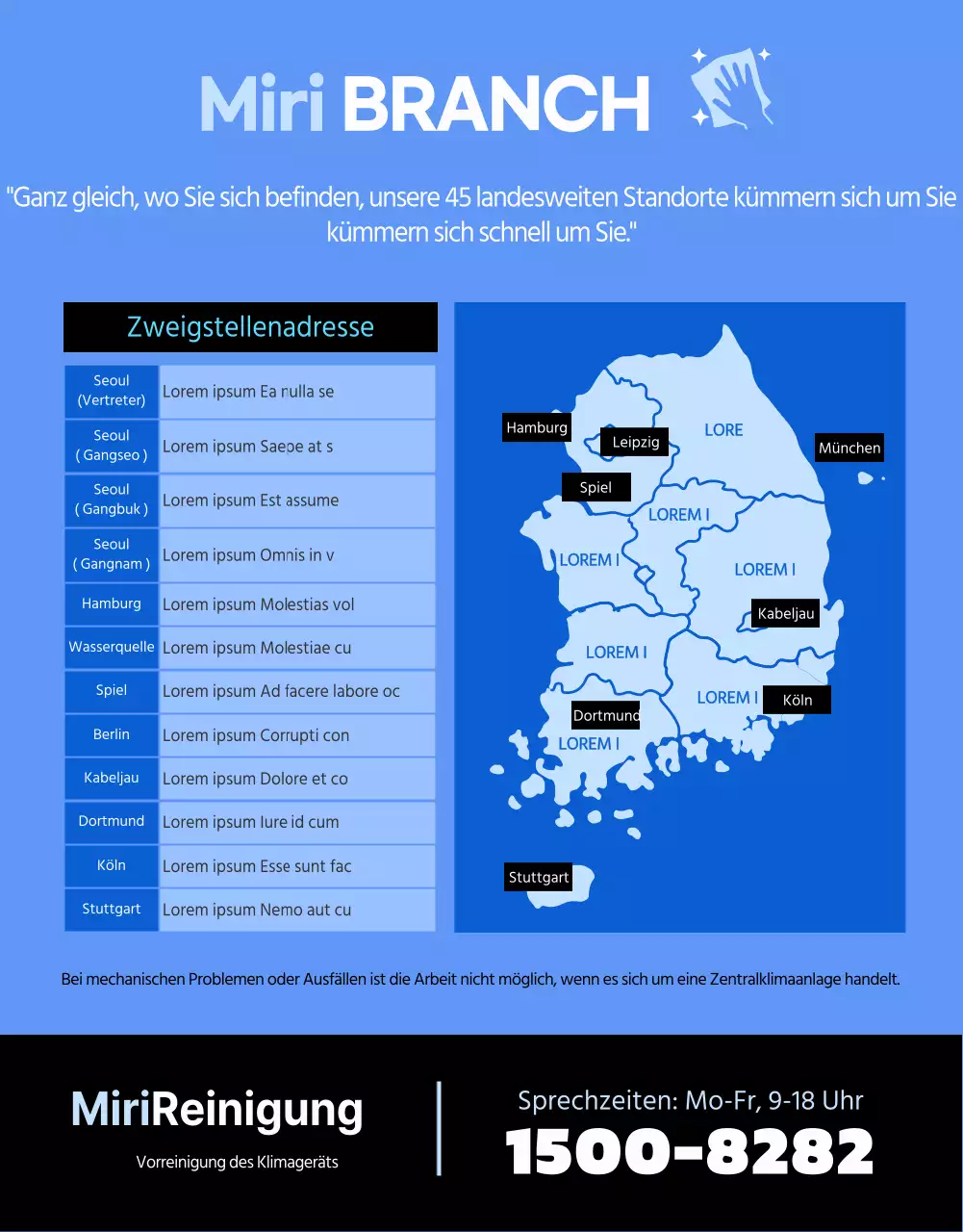 Saubere und kühle Klimaanlagen in Weiß und Blau