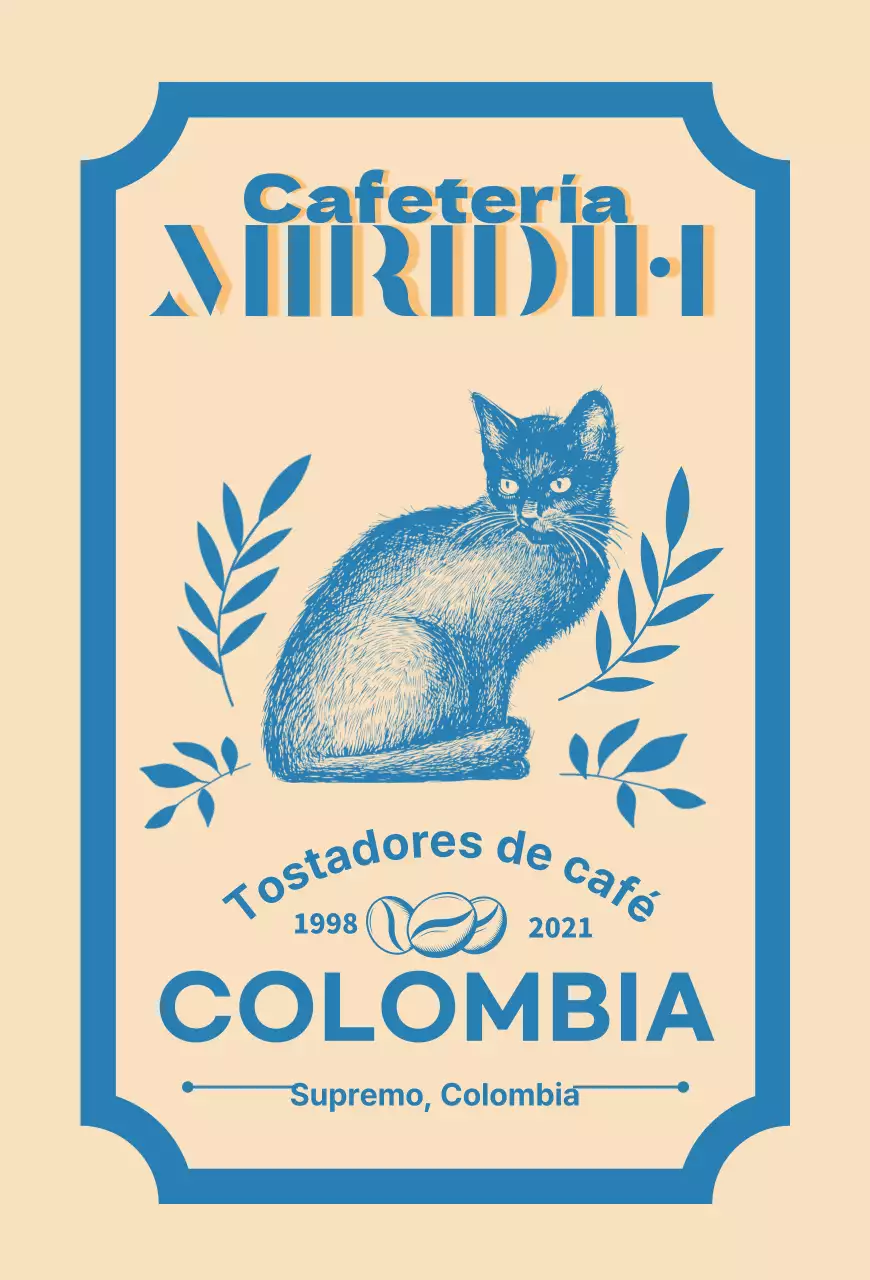 Guía de marcas y granos de café con diseño tipográfico en beige y azul2