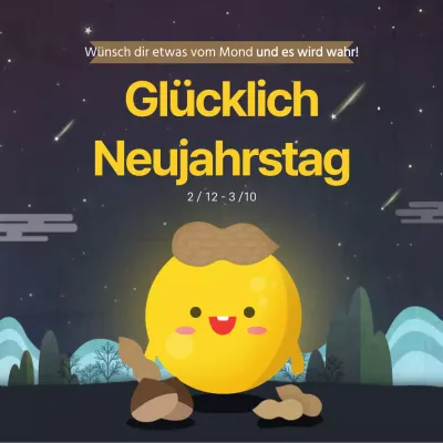 Niedliches quadratisches Silvesterposter in Gelb und Marineblau