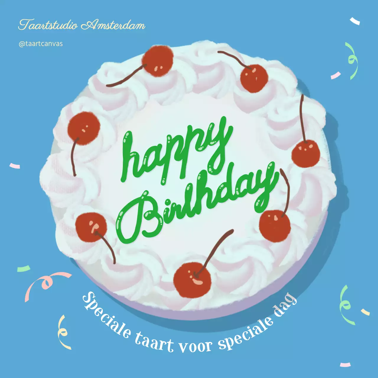 Illustratie van een lichtblauwe beletteringstaart