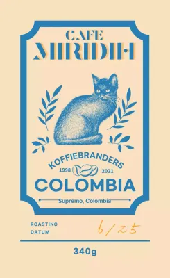 Een gids voor koffiemerken en -bonen met een beige en blauw typografisch ontwerp2