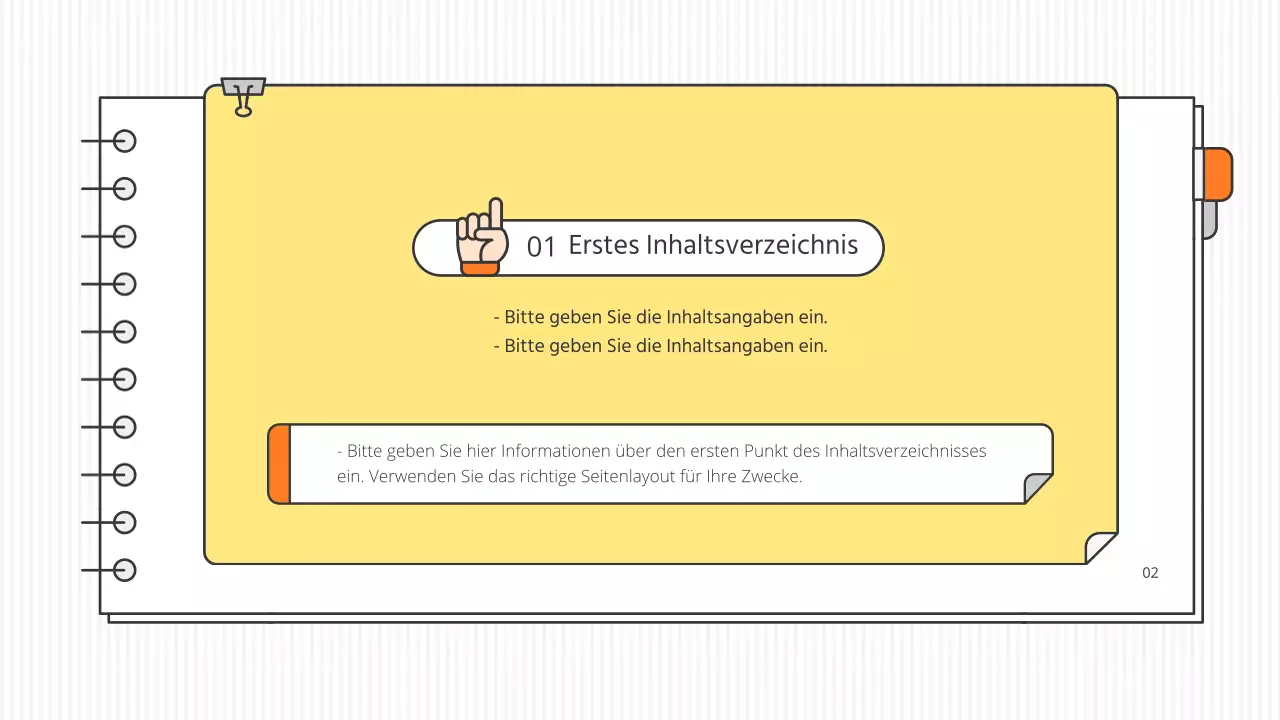 Saubere, konzeptionelle, pädagogische Präsentationsmappe in Weiß und Akzentfarben