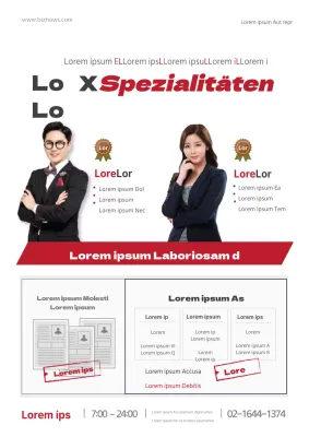 Werbung für eine Zulassungsagentur mit roten und grauen Fotos von Studenten, die studieren