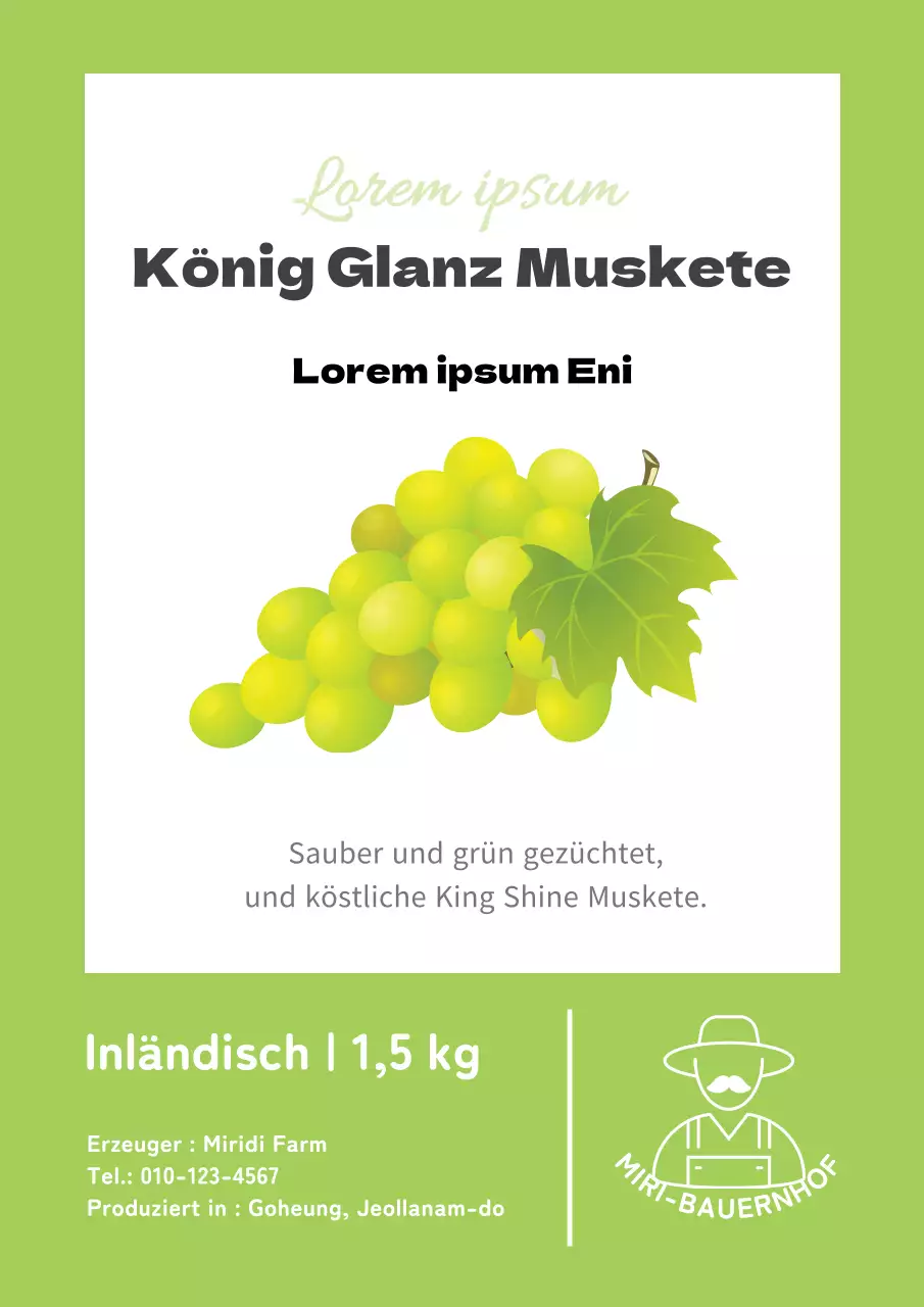 Simple Shine Muscat Label Design Poster in Limonengrün