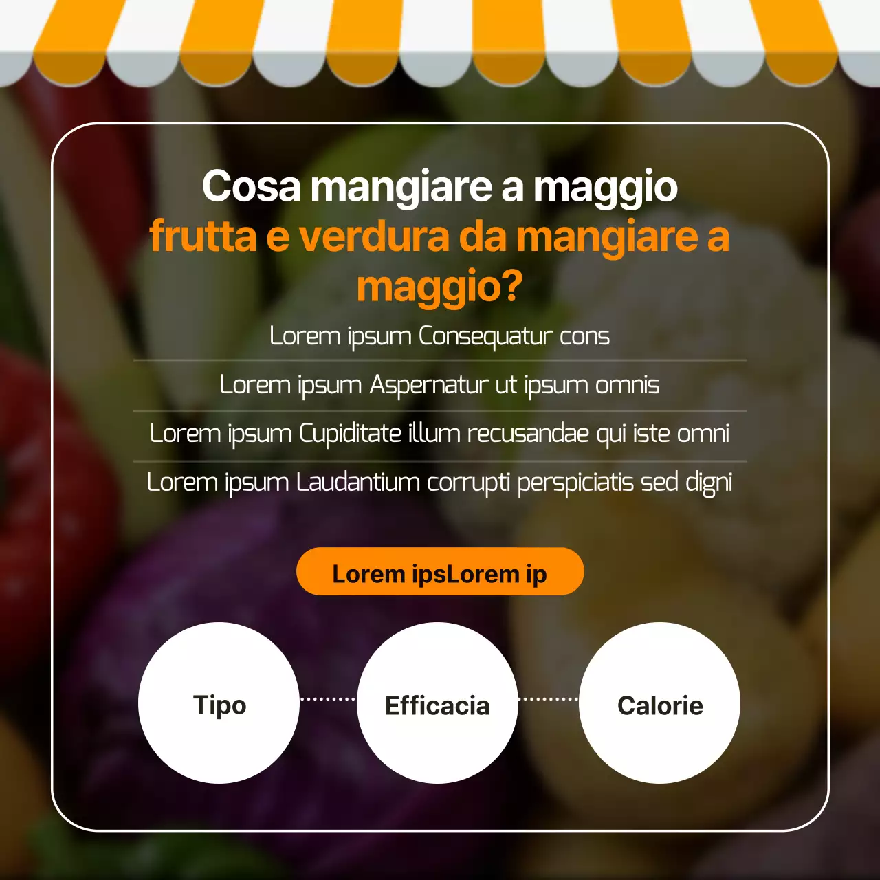 Frutta e verdura di stagione di maggio CardNews Design in giallo e verde