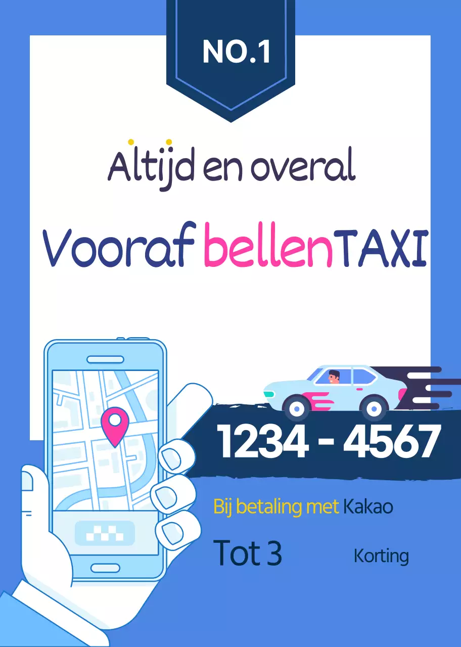 Blue Line Illustratie Bel Taxi Promotie