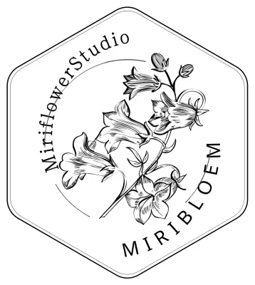 Vintage badge voor bloemist met bloemillustratie in zwarte lijn