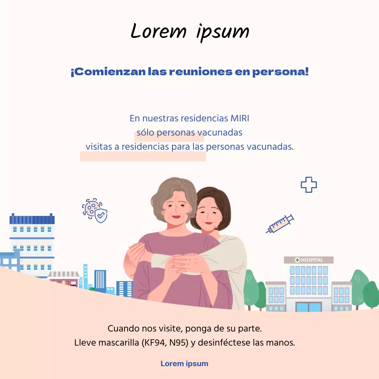 Sencillas instrucciones cara a cara ilustradas en azul y rojo