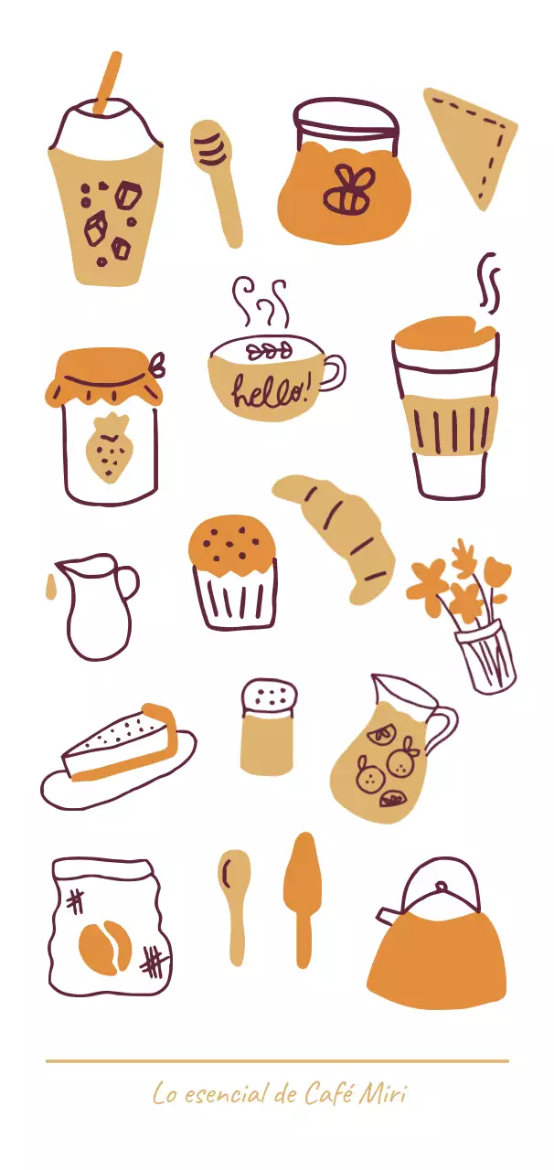 Ilustración promocional de una cafetería con un estilo de dibujo emocional