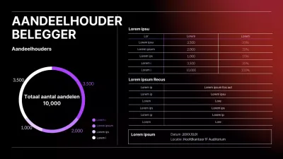 Gemengde zakelijke taartgrafiek en tabel met zwart kleurverloop