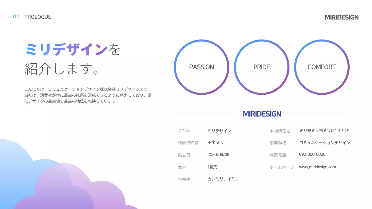 青 シンプル 会社 プレゼンテーション