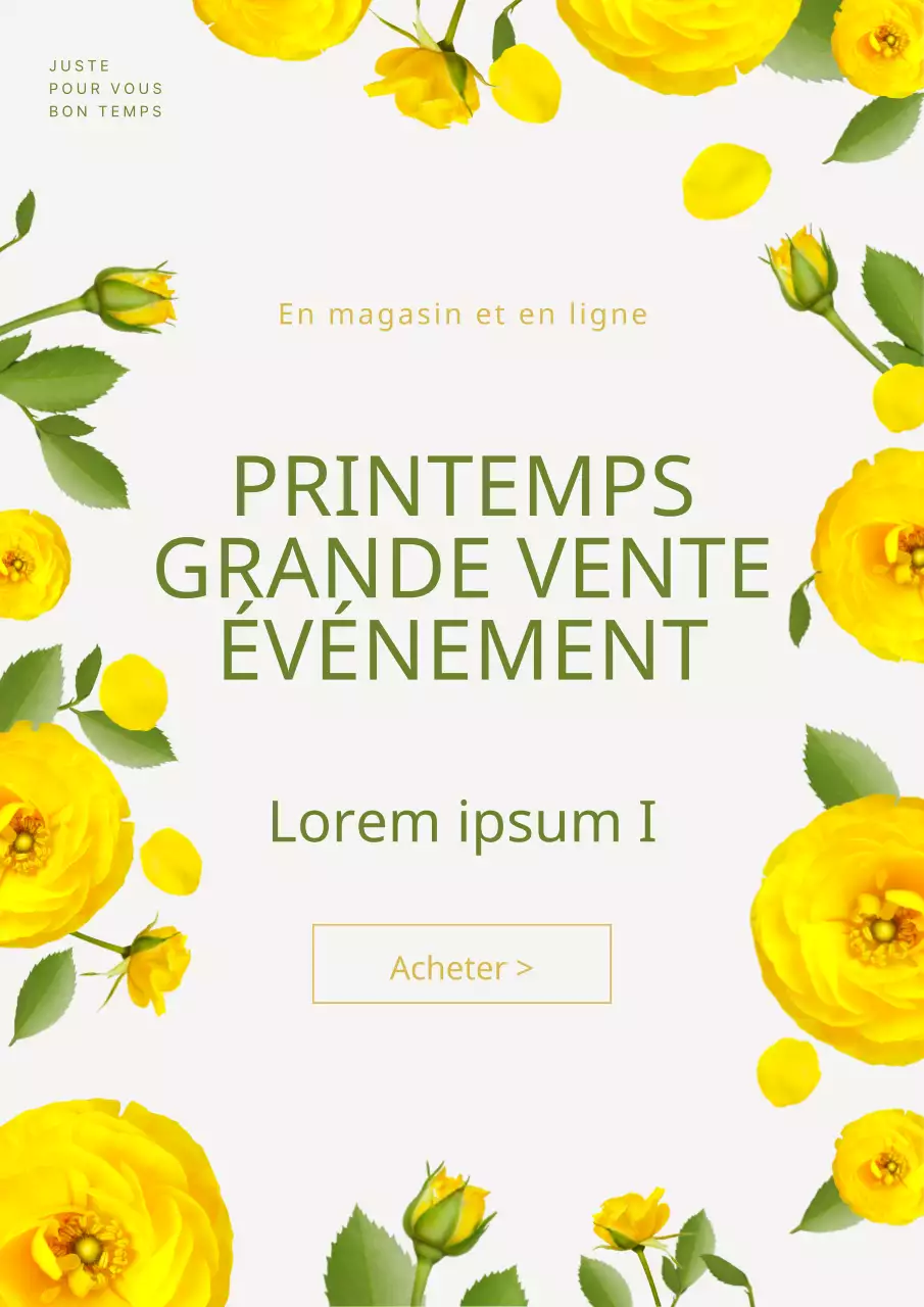 Promouvoir une vente de printemps avec une illustration florale jaune et joyeuse