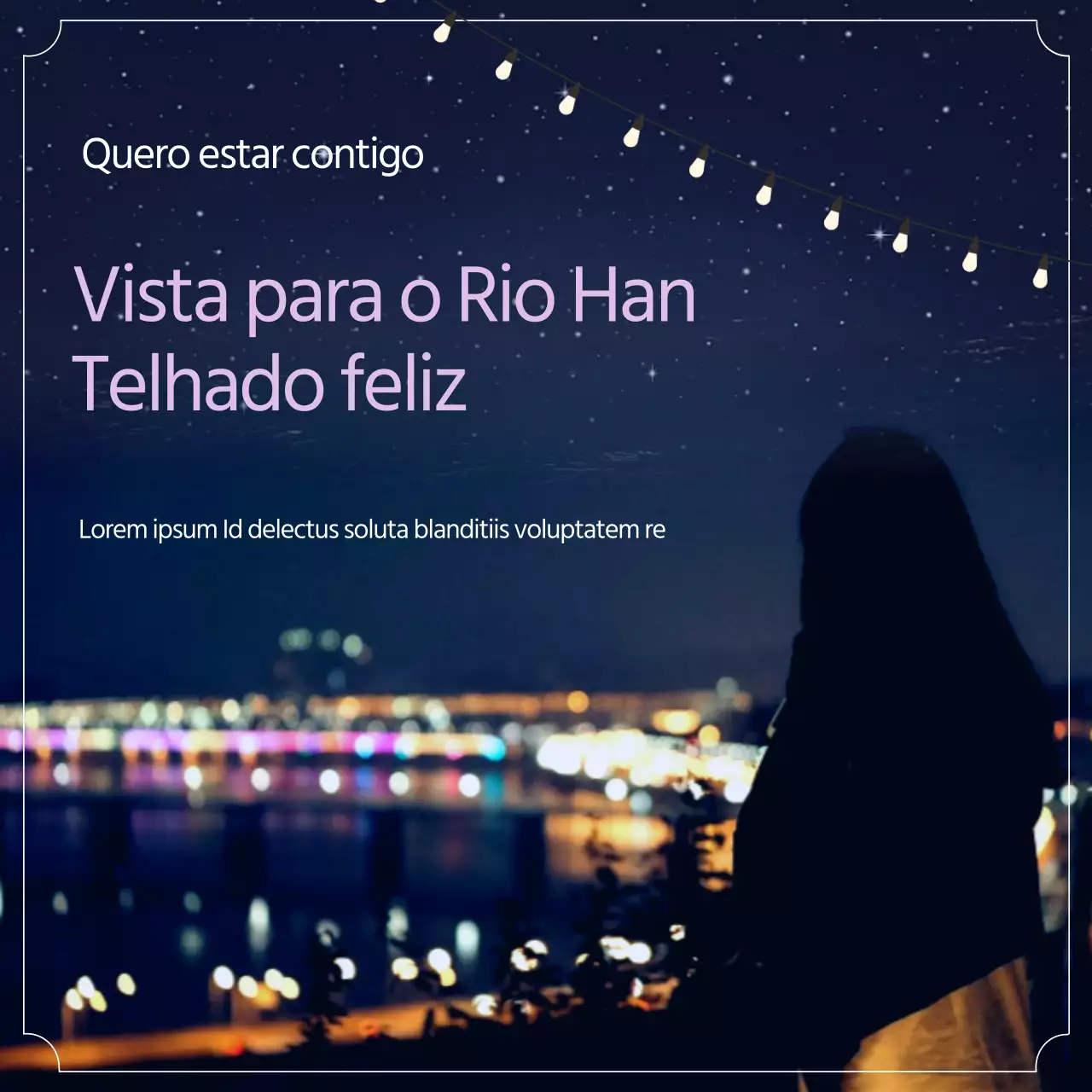Imagem nocturna, azul e lilás, do Happle no telhado
