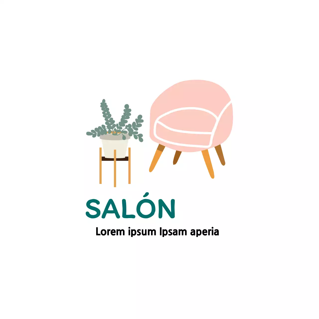 Etiquetas interiores limpias con ilustraciones en rosa