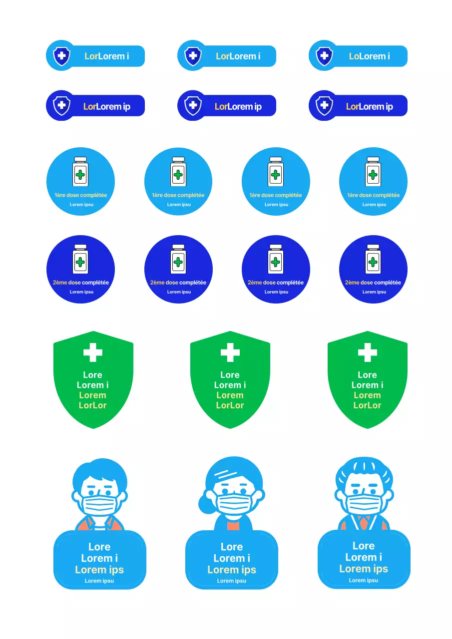 Autocollant simple bleu pour la vaccination contre le coronavirus autocollant à main levée pour les organisations de soins de santé