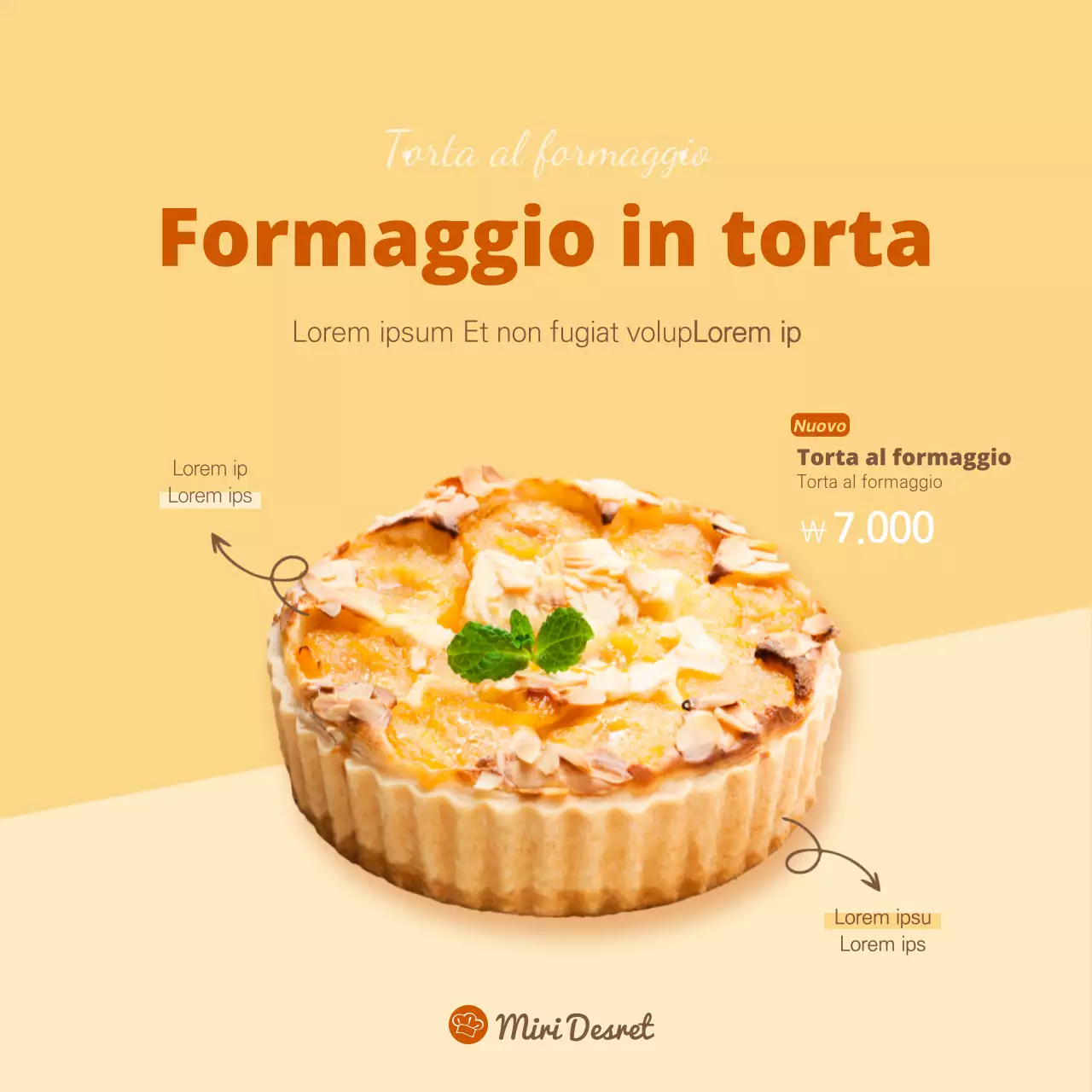 Striscione per la torta al formaggio giallo