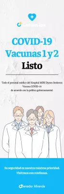 X-banner de vacunación contra el coronavirus con ilustración en blanco