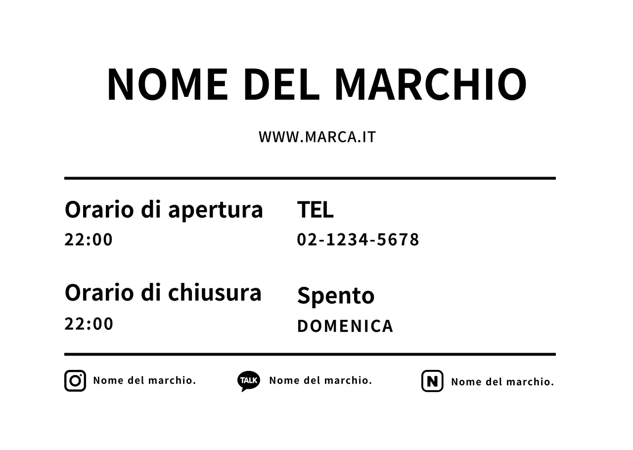 Poster trasparente con il marchio degli orari di apertura