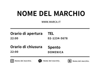 Poster trasparente con il marchio degli orari di apertura