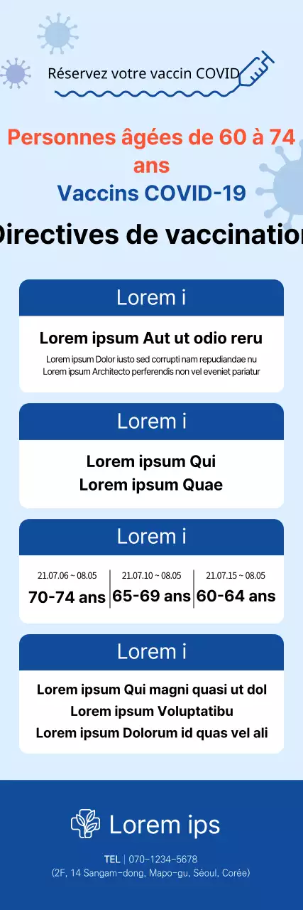 Coronavirus Vaccination X-banner avec un tableau dans les tons bleus