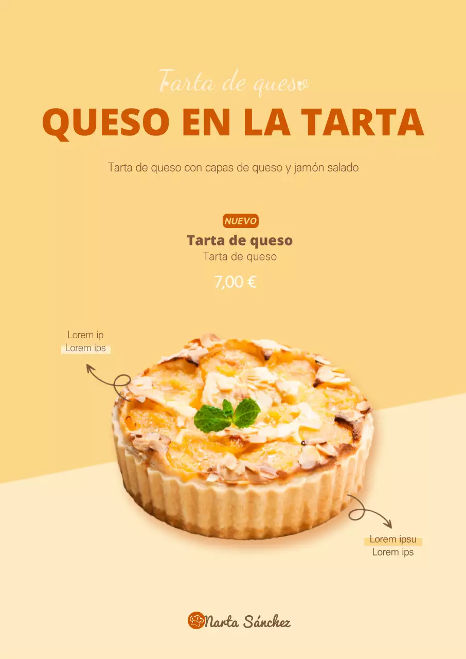 Cartel de la tarta de queso amarillo