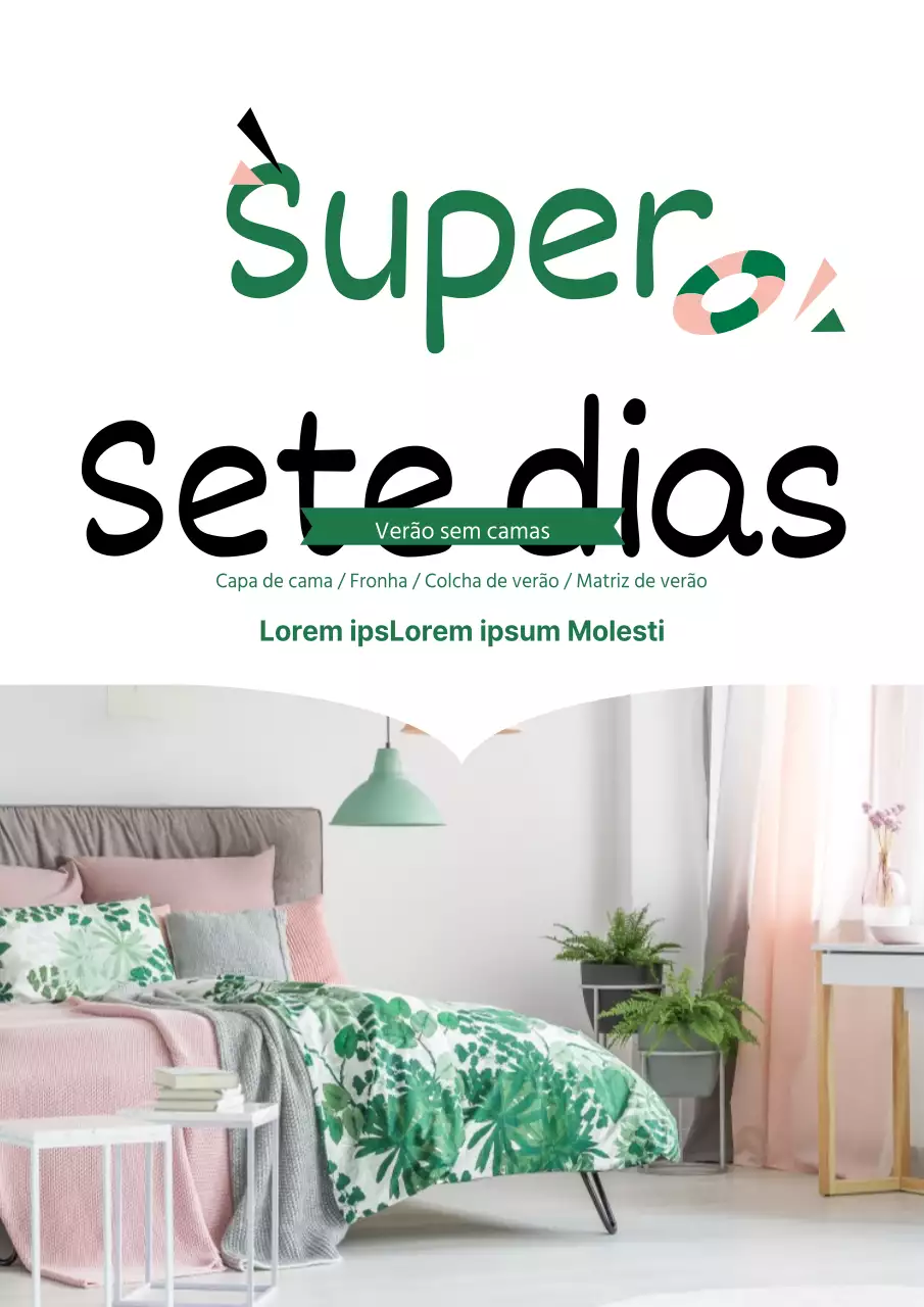 Folheto simples de um evento num centro comercial em branco e verde