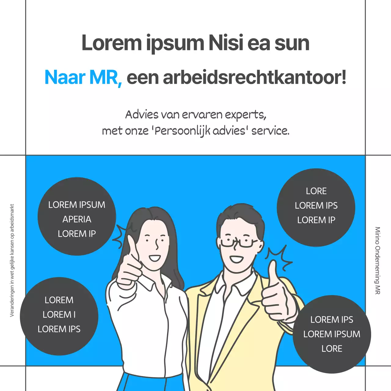 Eenvoudige illustratie in blauw en citroen Werkgelegenheidszaken Gender Equality Act Amendment CardNews