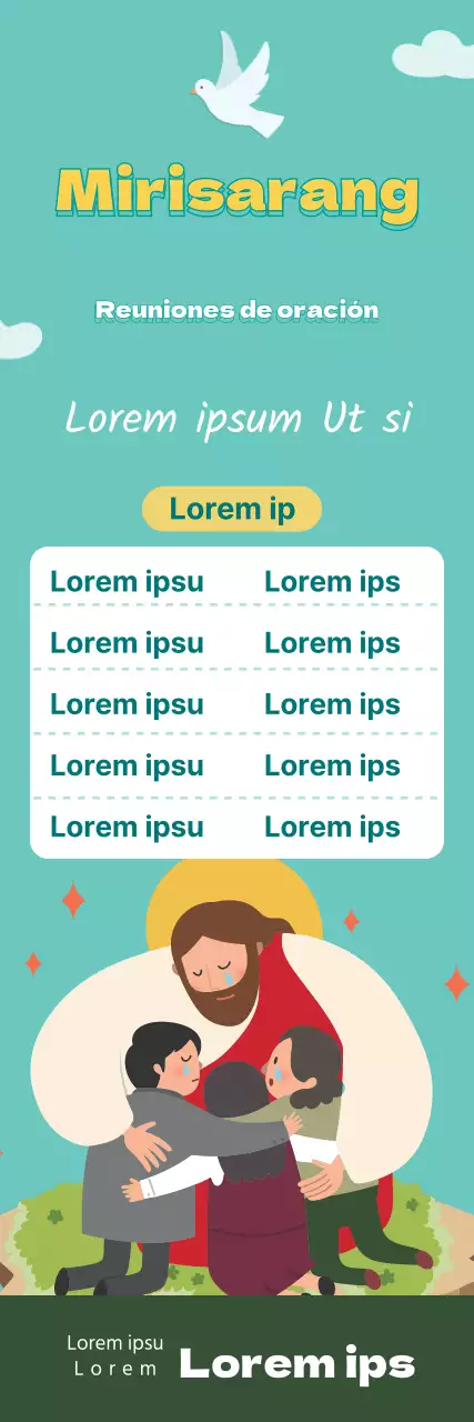 Linda promoción de reunión de oración de iglesia con ilustración azul