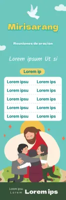 Linda promoción de reunión de oración de iglesia con ilustración azul