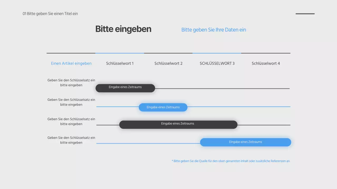 Ein einfaches, konzeptionelles Gantt-Diagramm in Grau und Blau