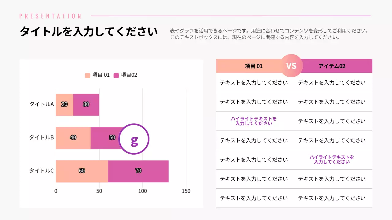ピンク シンプル プレゼンテーション 資料 インフォグラフィック