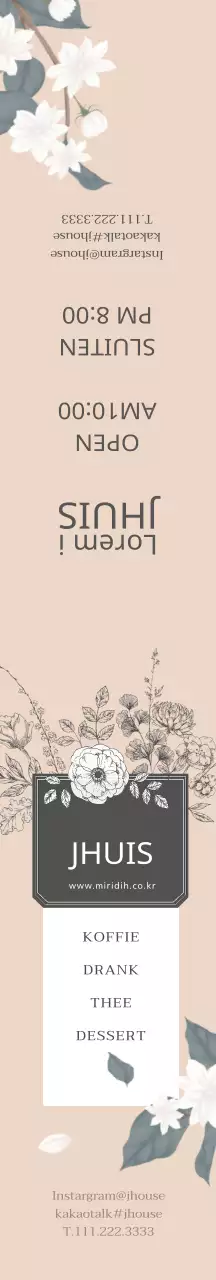 Beige Bloemen Illustratie Café